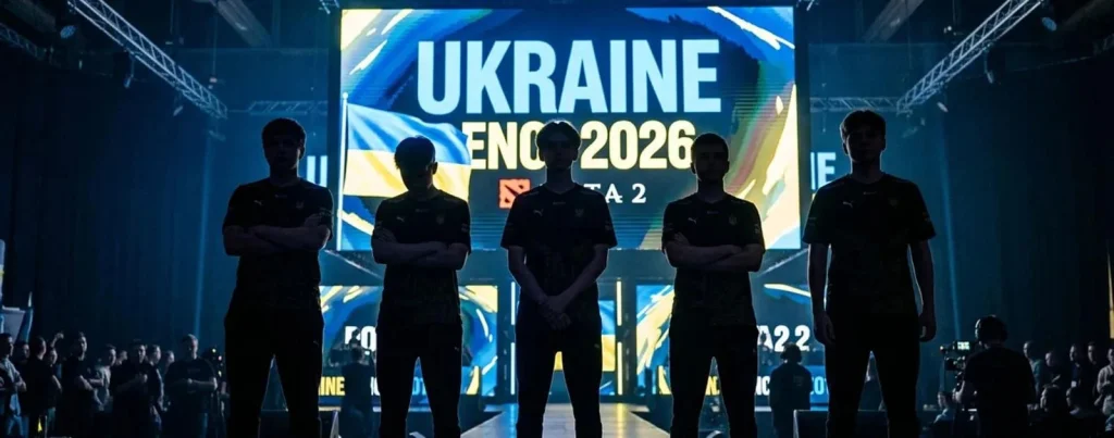 Гравці збірної України з кіберспорту на сцені турніру ENC 2026.